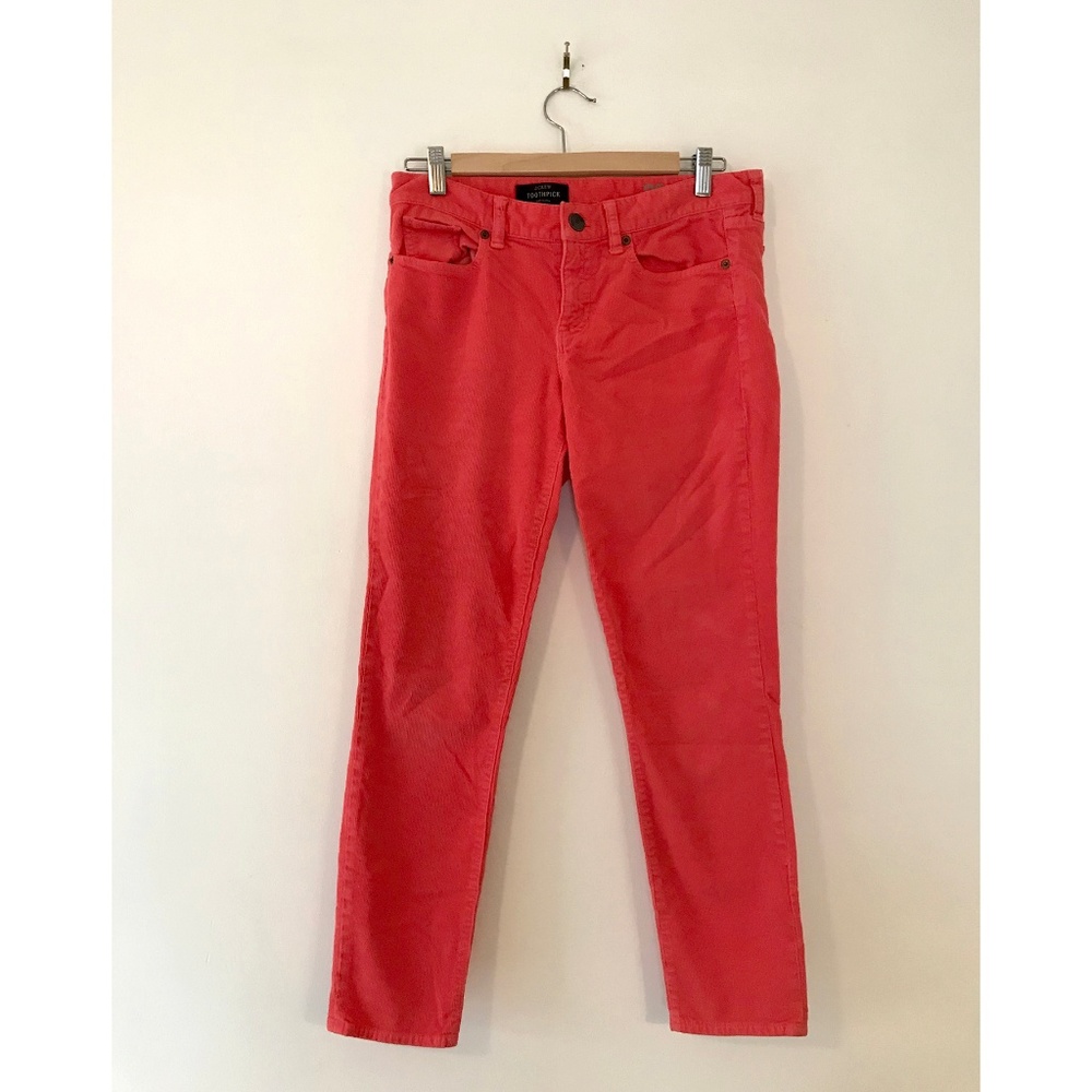 J Crew Ankle Toothpick Cords - 28 - Neon Coral